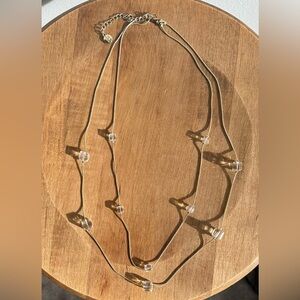 Joe Fresh Gold and Clear Gem Double  Necklace